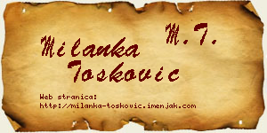 Milanka Tošković vizit kartica